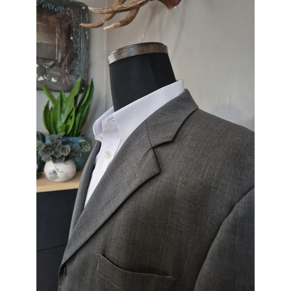 Paul Fredrick Mens Wool Cashmere Sports Coat 44R Gray 3 Button Blazer